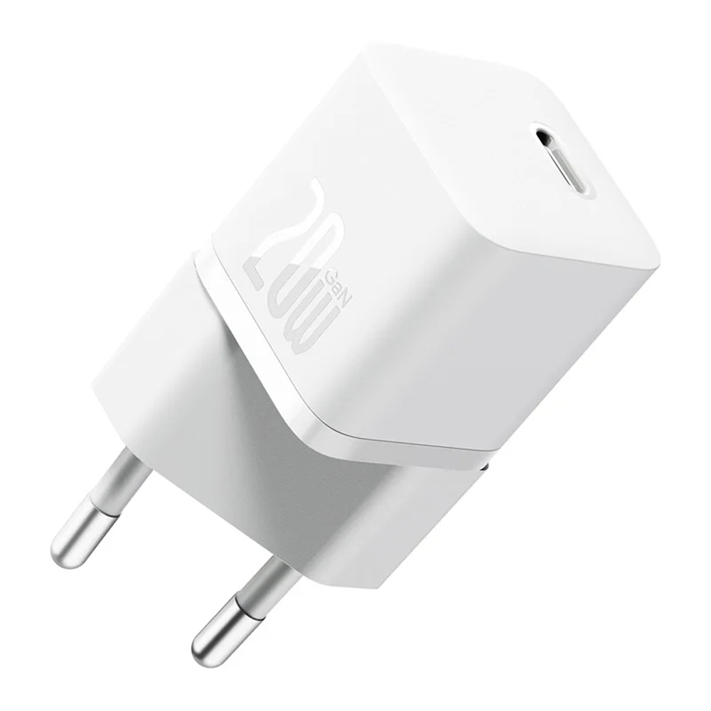 Baseus Nástěnná nabíječka GaN Type-C Rychlé nabíjení 20W Bílá