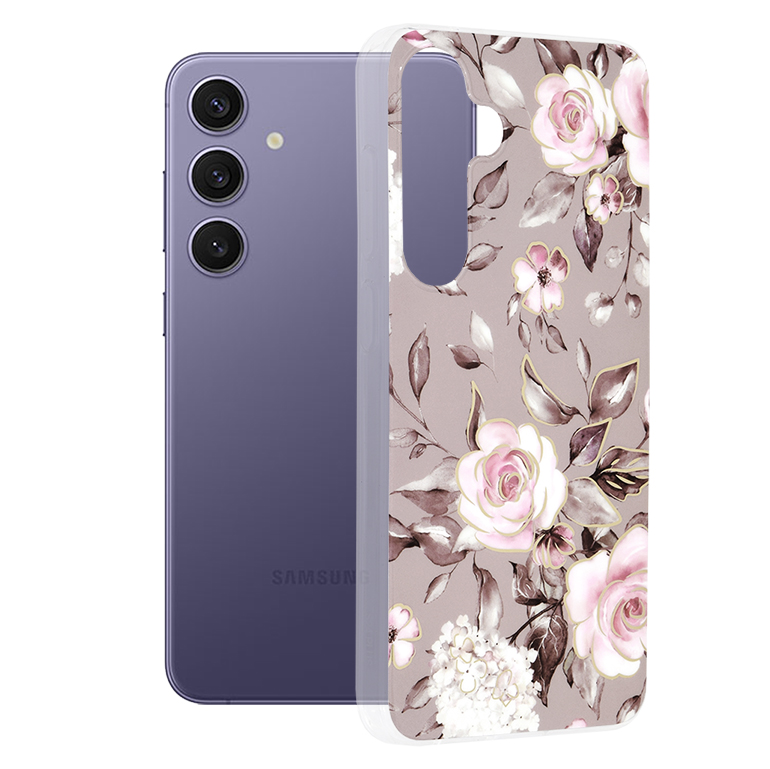 Techsuit Mramorová série Samsung Galaxy S24 Plus Šedý květ Ruth