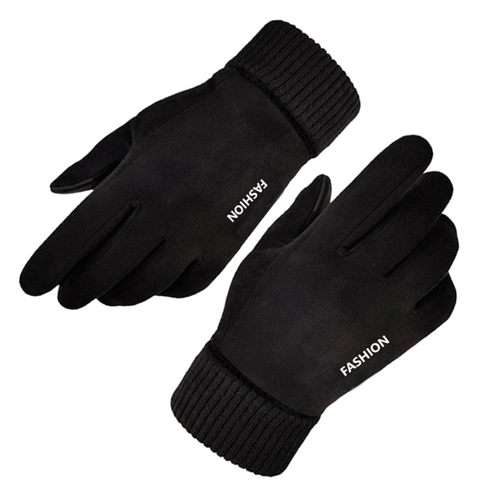 Techsuit Dotykové rukavice ST0010 semiš PU kůže plyš černé