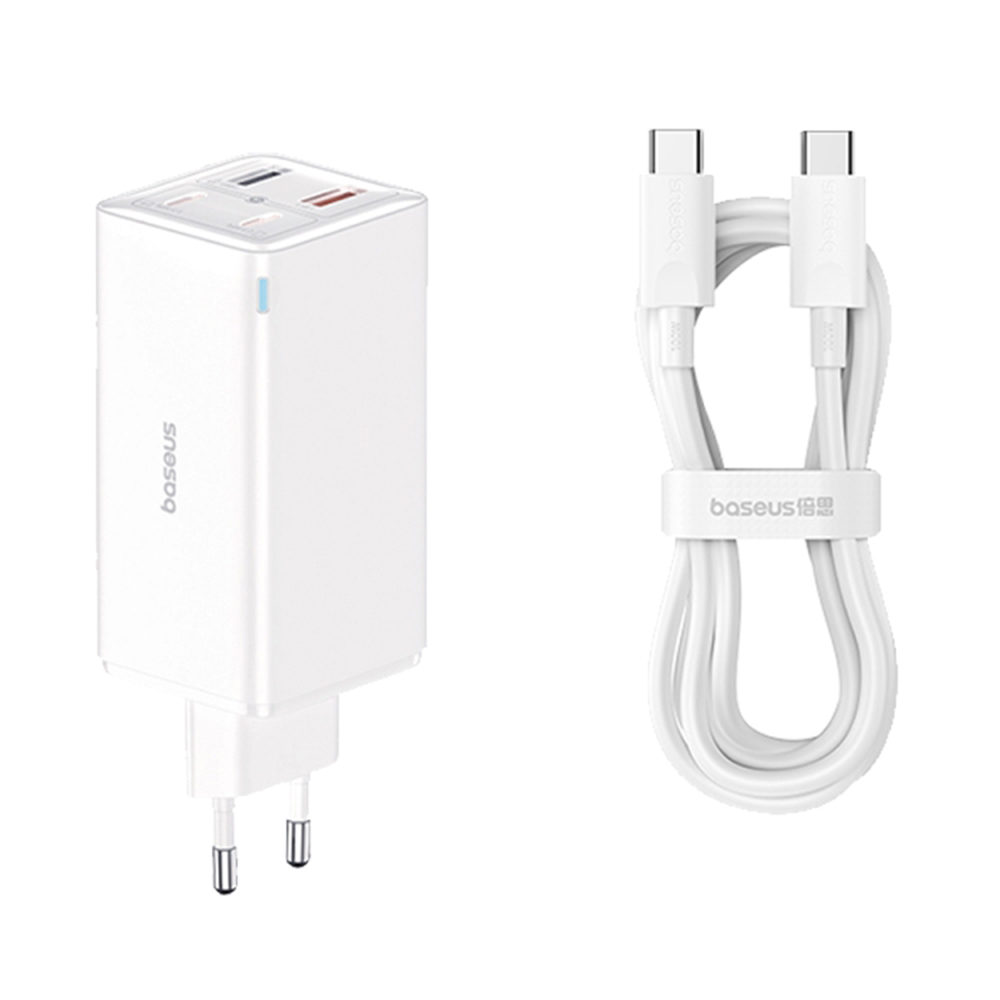 Baseus Nástěnná nabíječka GaN6 Pro 2x USB 2x Type-C 100W Bílá s kabelem