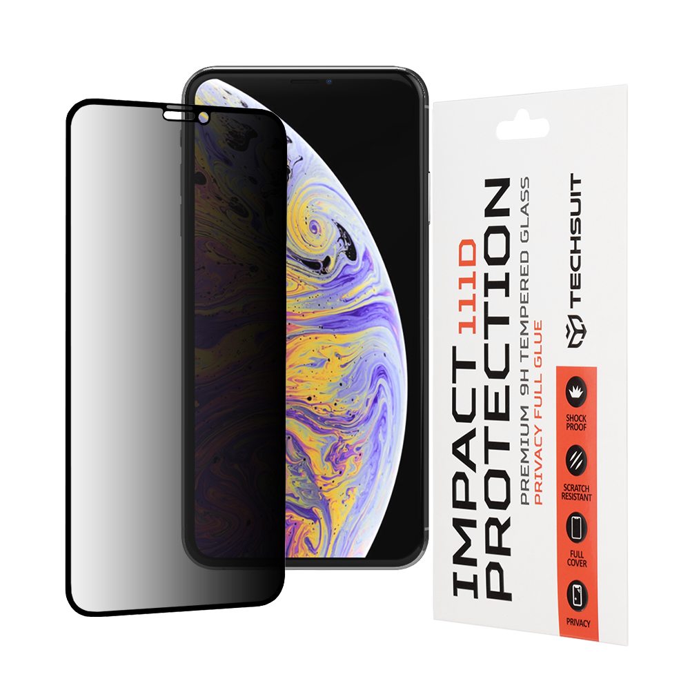 Techsuit 111D Soukromé celoplošné sklo iPhone XS Max 11 Pro Max Černé