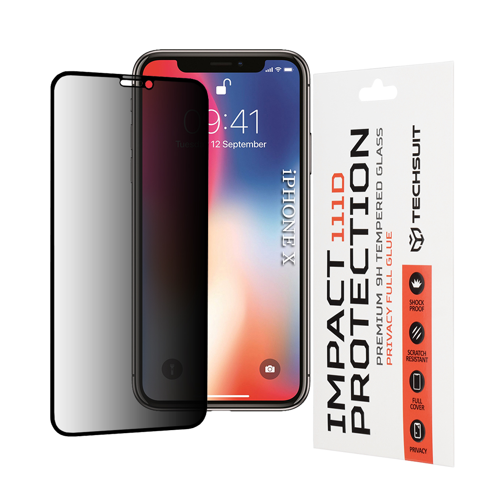 Techsuit 111D Privátní celolepicí iPhone X XS 11 Pro Černá