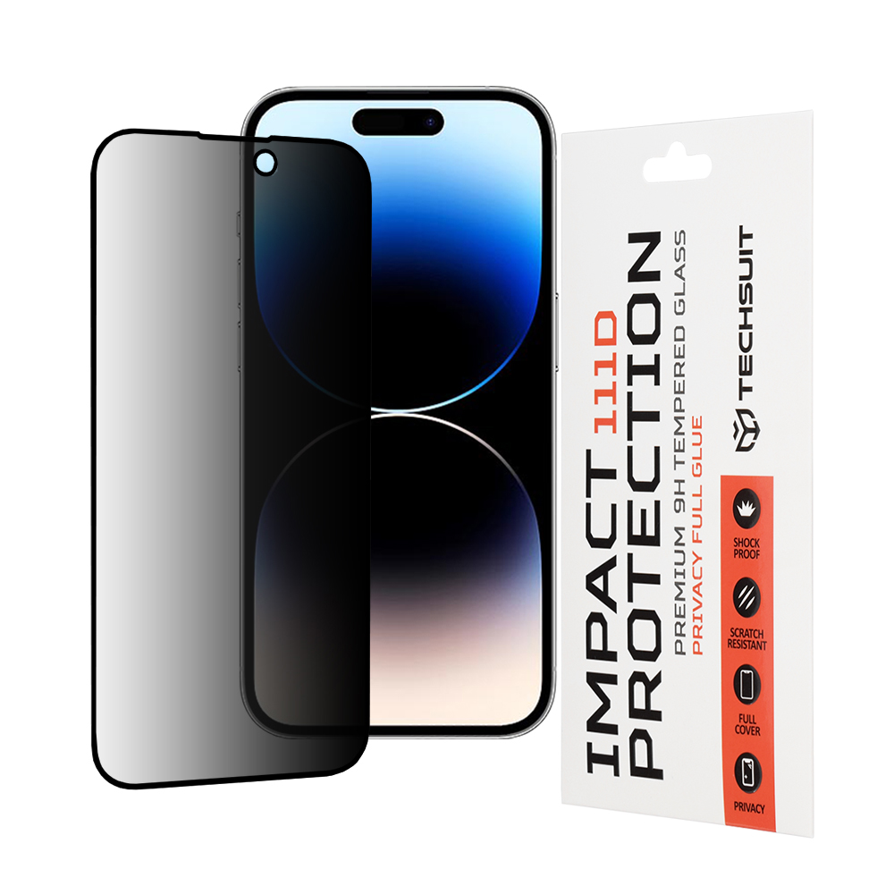 Techsuit 111D Privátní sklo Celoplošné iPhone 14 Pro Černá