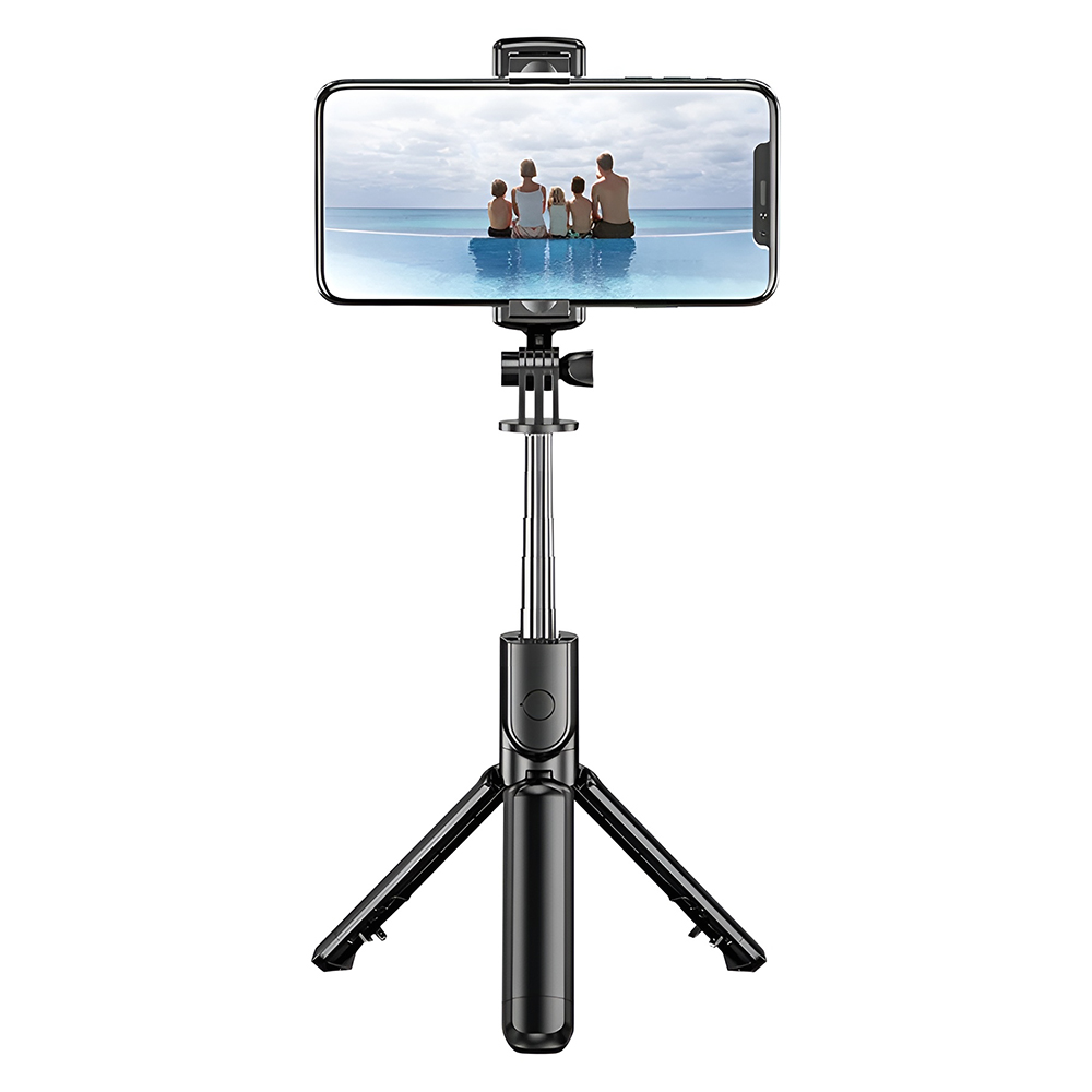 Techsuit S03 Selfie tyč stativ Bluetooth 68cm Černá