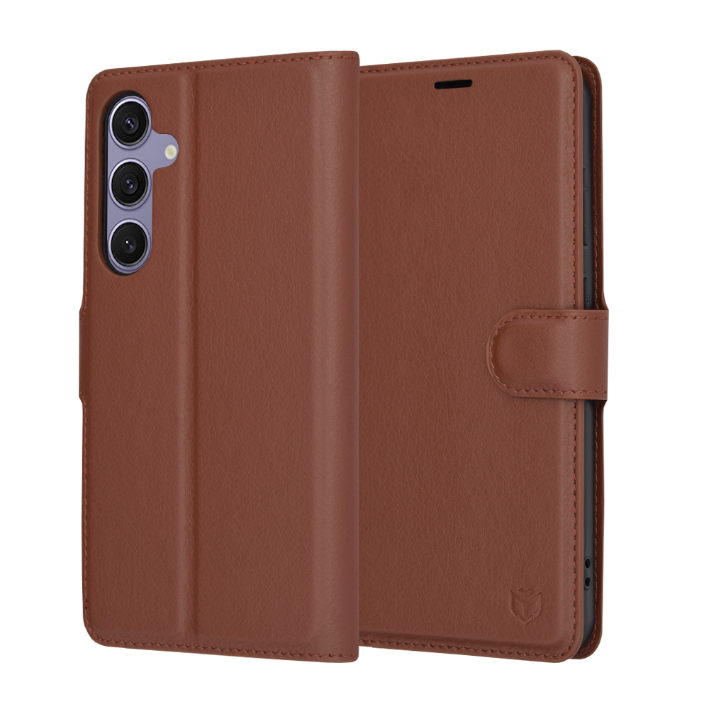 Techsuit Kožené pouzdro Samsung Galaxy S24 Plus Hnědý