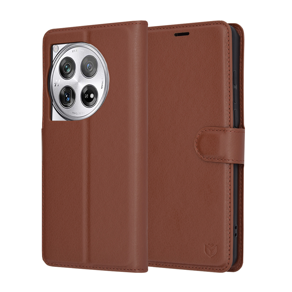 Techsuit Kožené folio OnePlus 12 Hnědé