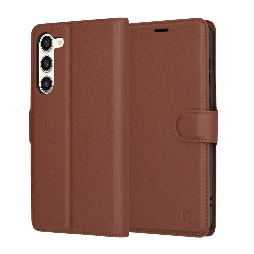 Techsuit Kožené pouzdro Samsung Galaxy S23 Plus Hnědý