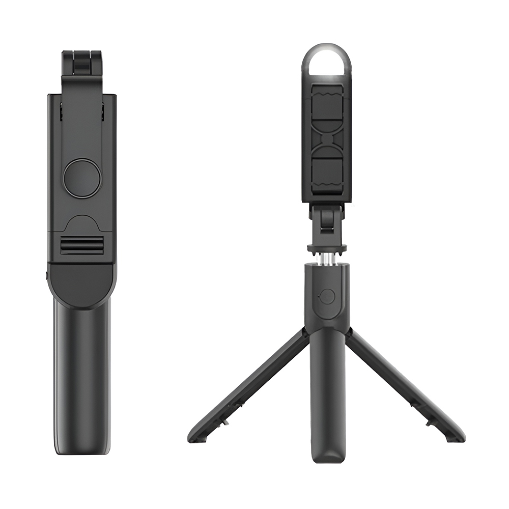 Techsuit Mini Selfie Tyč S05-S Bluetooth LED Skládací 105cm Černá