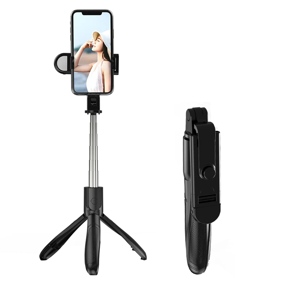 Techsuit Selfie tyč S01-S stativ Bluetooth LED 70cm Černá
