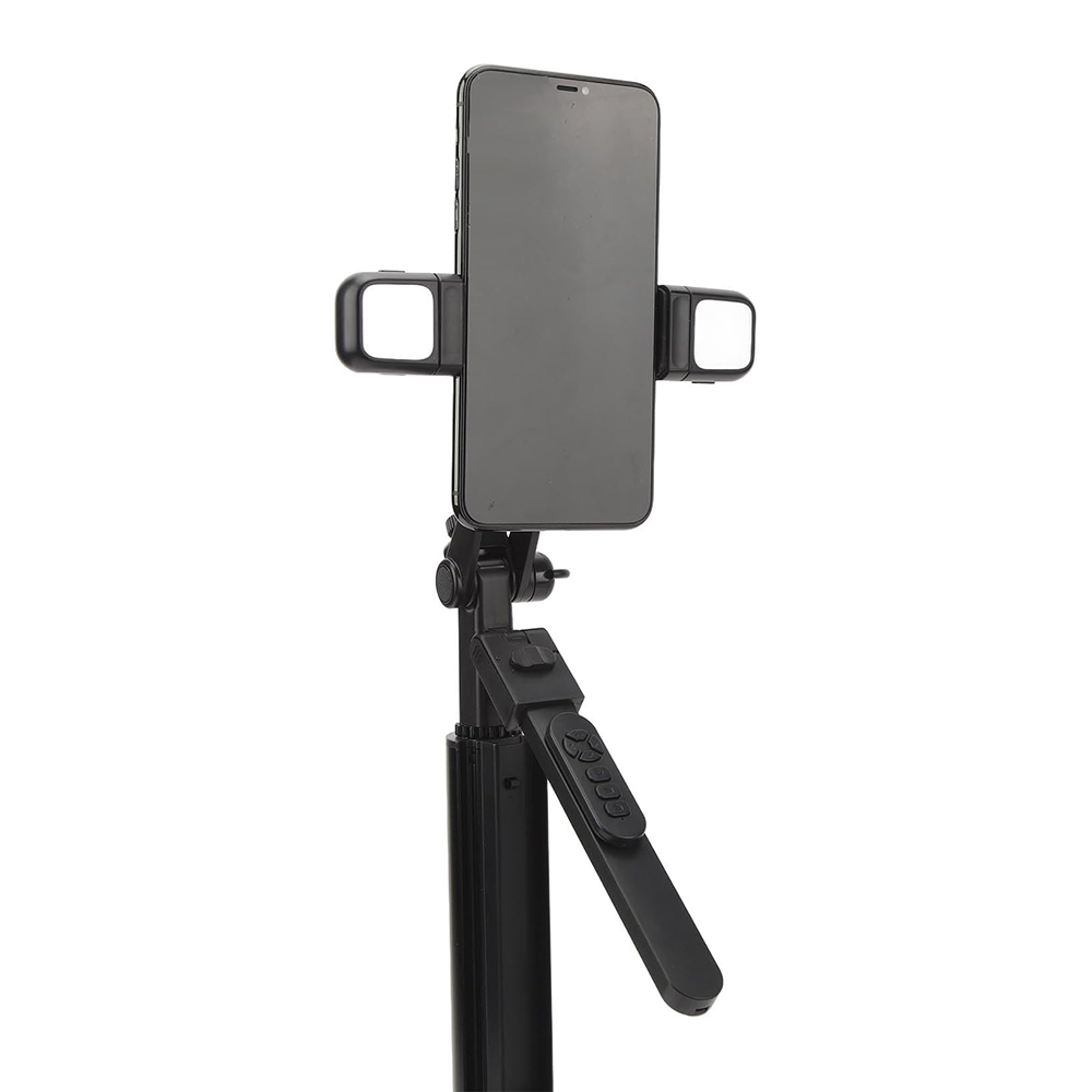 Techsuit Selfie tyč K30S Stativ Bluetooth LED 167cm Černá