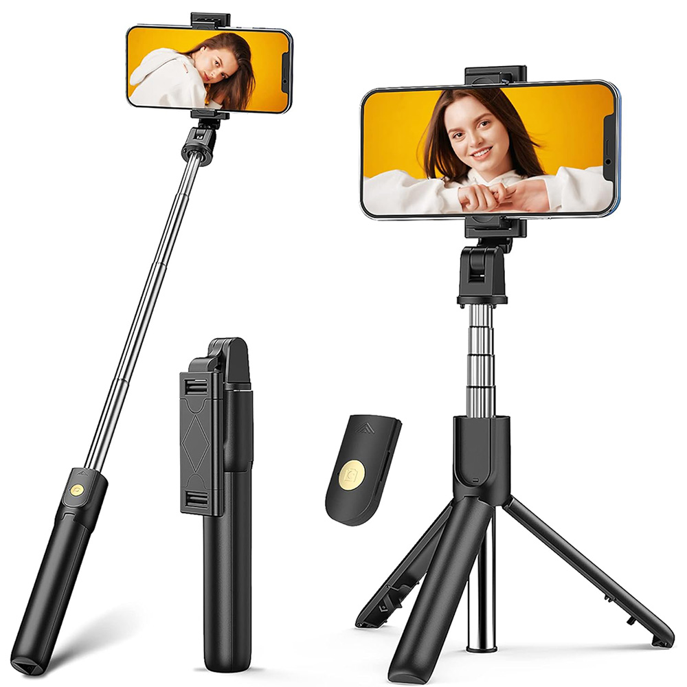 Techsuit Selfie tyč K07 Bluetooth ovladač 70cm Černá