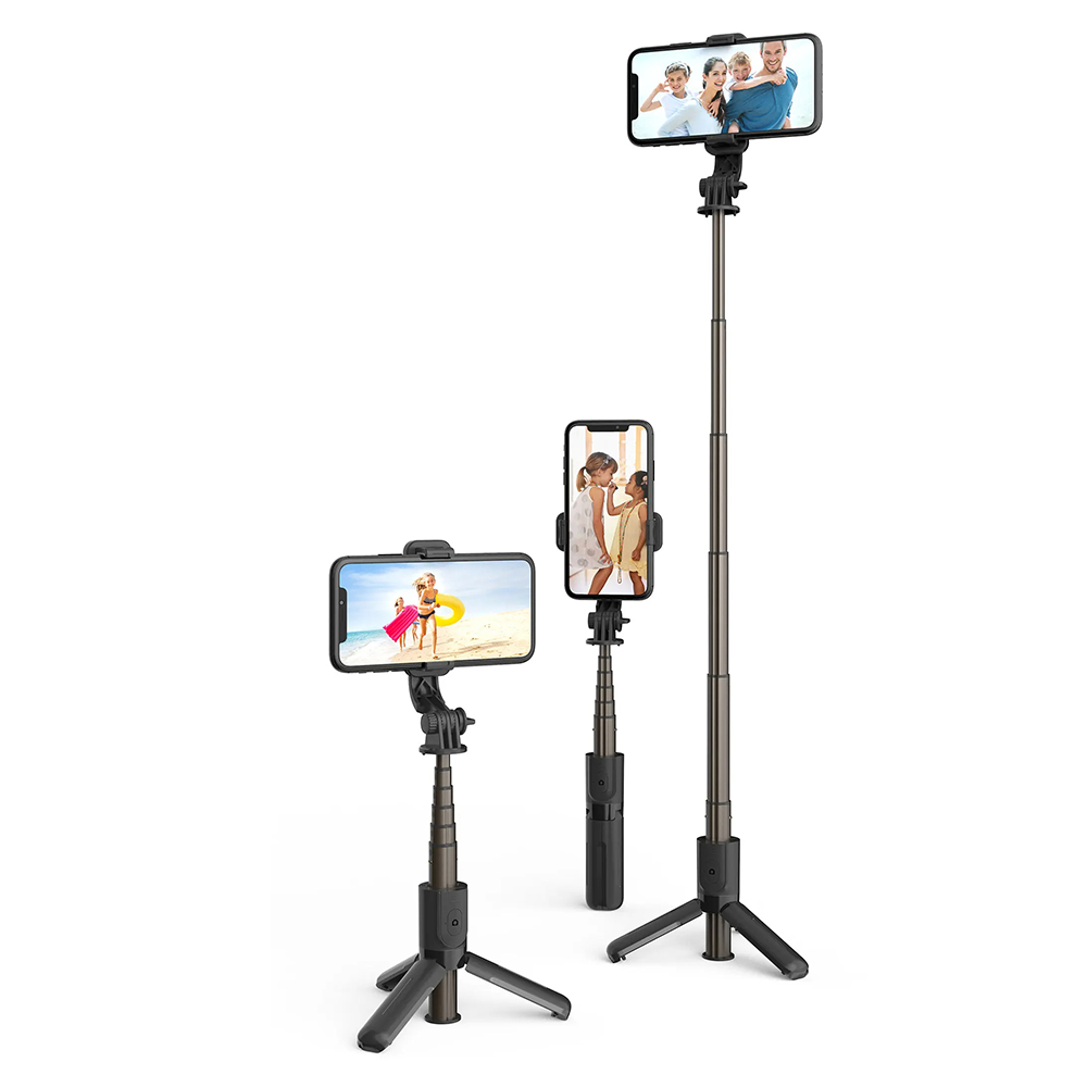 Techsuit Mini Selfie Tyč L10 Stabilní Stativ Bluetooth 360 Černá