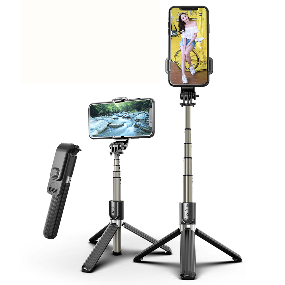 Techsuit Selfie tyč L03 Stabilní stativ Bluetooth ovládání Černá