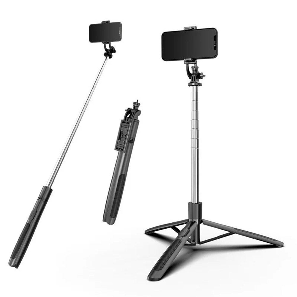 Techsuit Selfie tyč Q05 Stabilní stativ Bluetooth 360 Černá 158cm