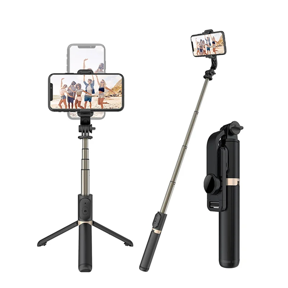 Techsuit Selfie tyč Q03 Stativ Bluetooth 74cm Černá