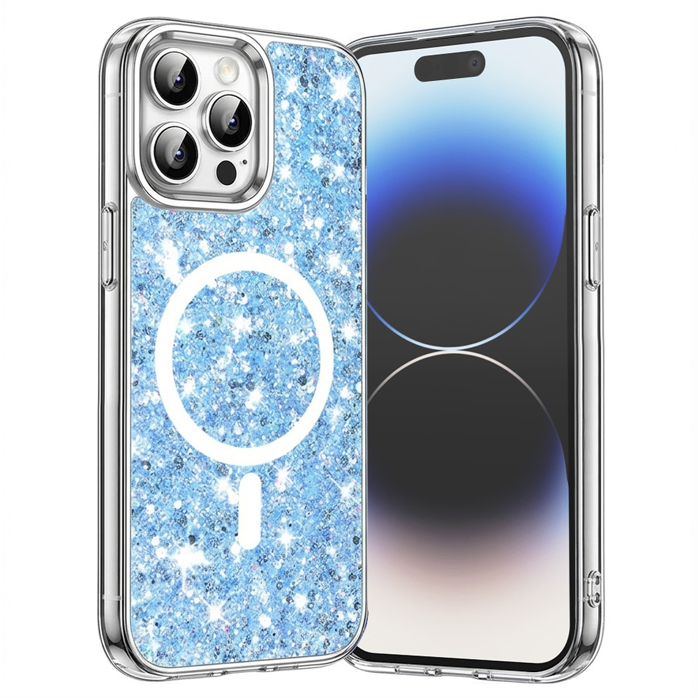 Techsuit Třpytivý MagSafe iPhone 14 Pro Modrý