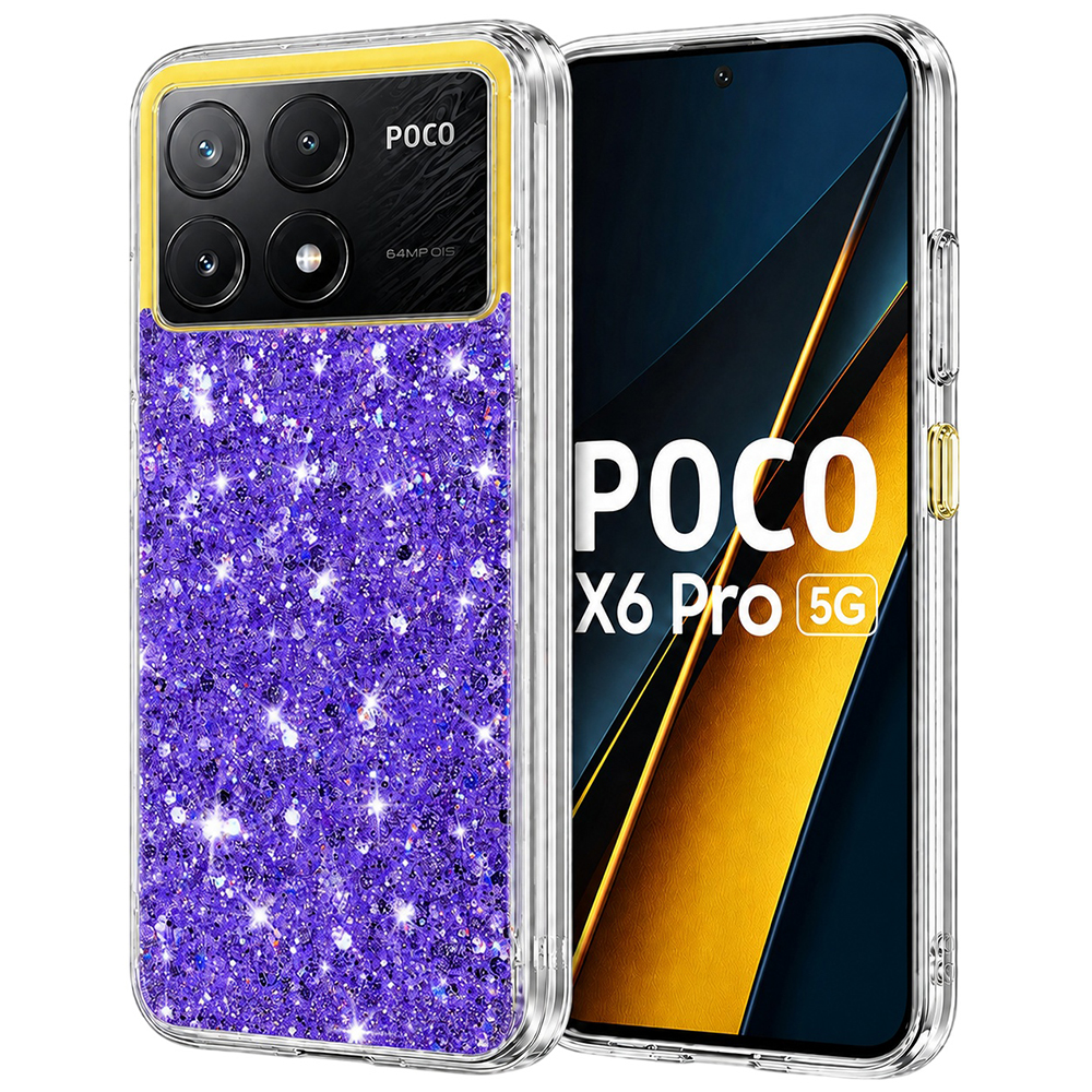 Techsuit Třpytivé pouzdro Xiaomi Poco X6 Pro Fialové
