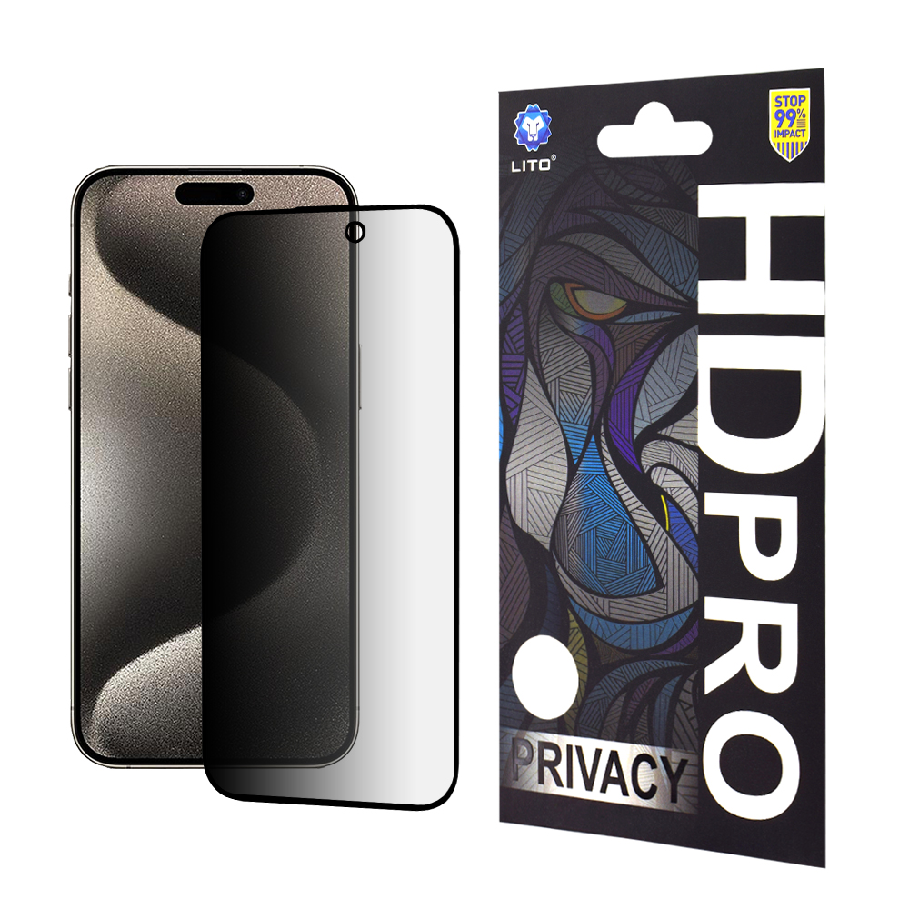 Lito HD Pro Soukromí iPhone 15 Pro Max Černá