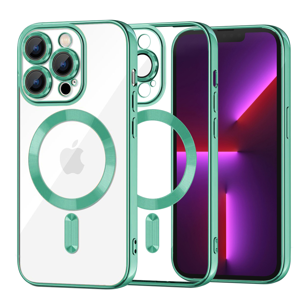 Techsuit Luxusní Krystal MagSafe iPhone 13 Pro Světle zelená