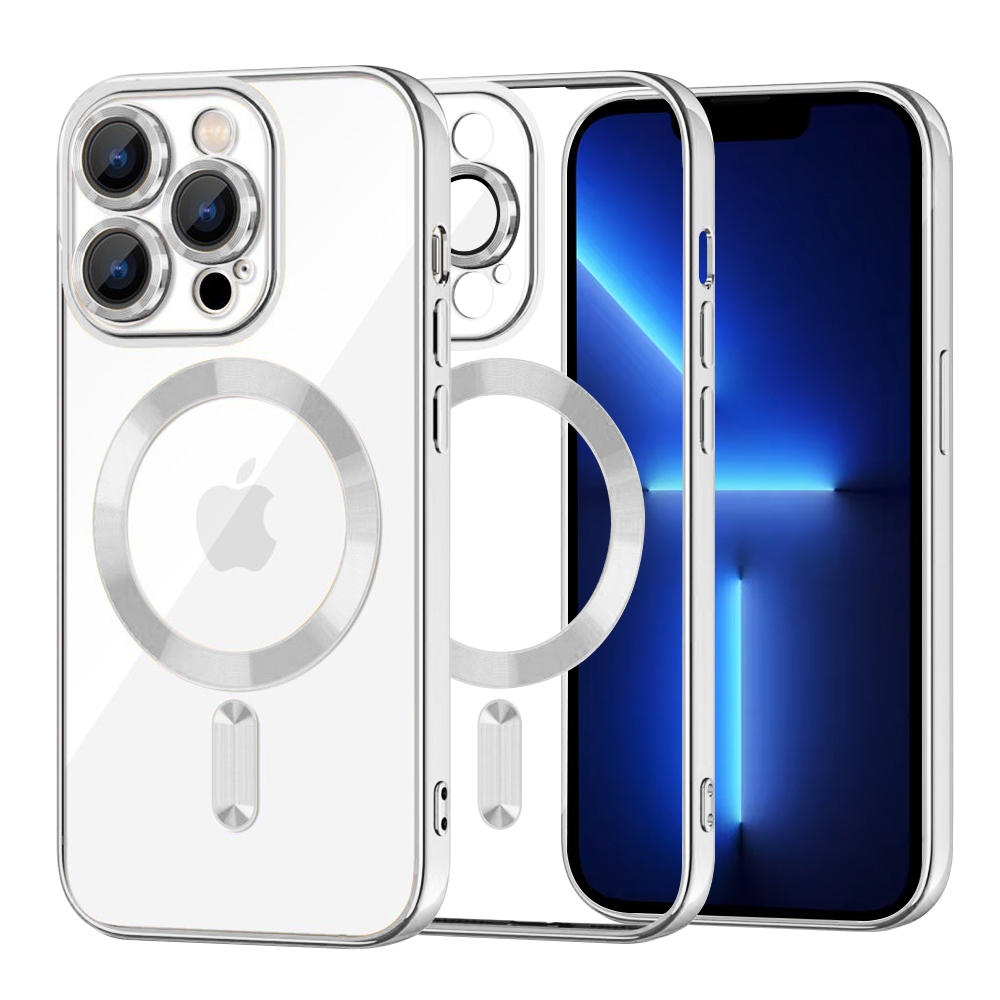 Techsuit Luxusní Křišťál MagSafe iPhone 13 Pro Max Stříbrný