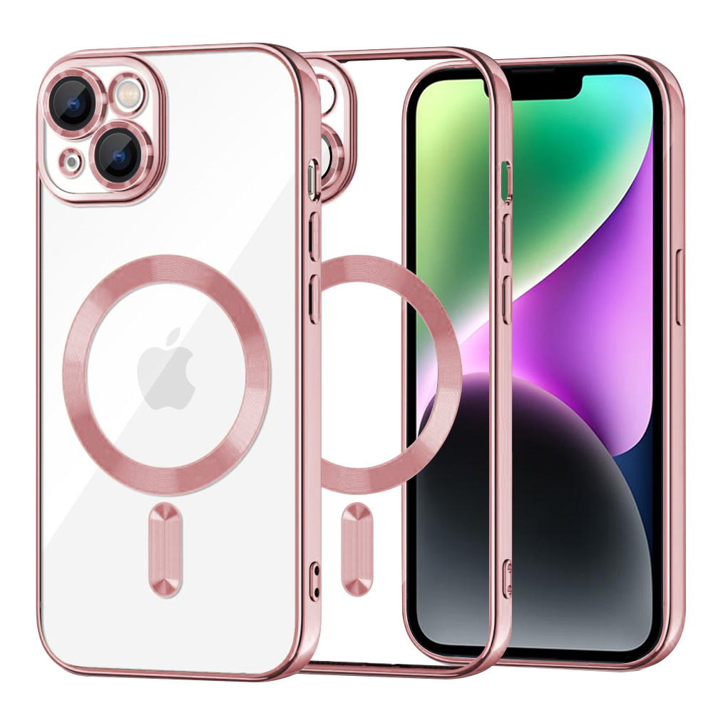 Techsuit Luxusní Křišťálový MagSafe iPhone 14 Růžový