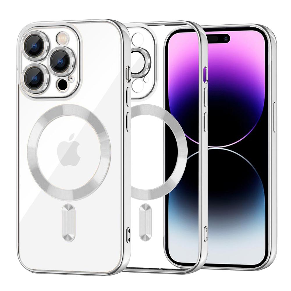 Techsuit Luxusní Křišťálový MagSafe iPhone 14 Pro Max Stříbrný