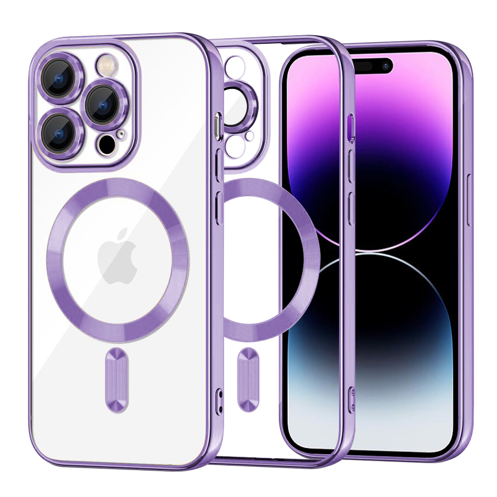 Techsuit Luxusní Křišťálový MagSafe iPhone 14 Pro Max Světle Fialový