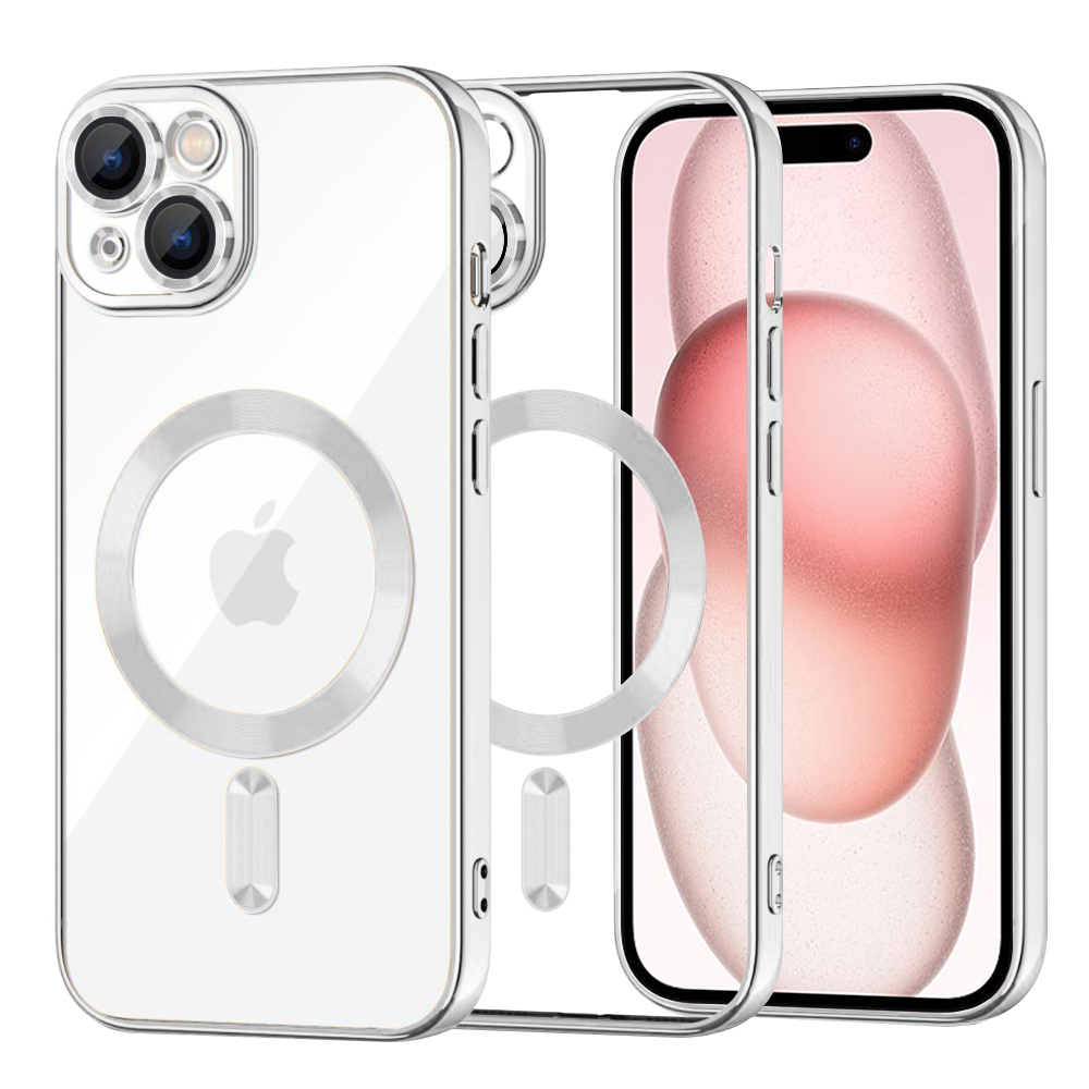 Techsuit Luxusní Křišťálový MagSafe iPhone 15 Stříbrný