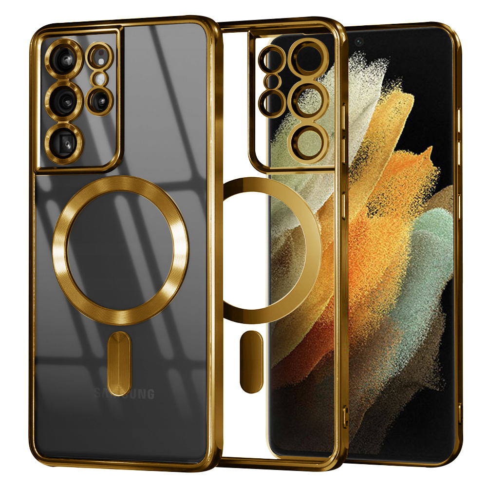 Techsuit Luxusní Křišťálový MagSafe Samsung Galaxy S21 Ultra 5G Gold