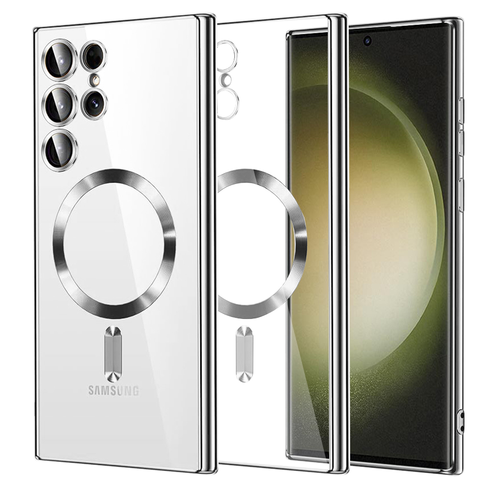 Luxusní Křišťál MagSafe Samsung Galaxy S23 Ultra Silver