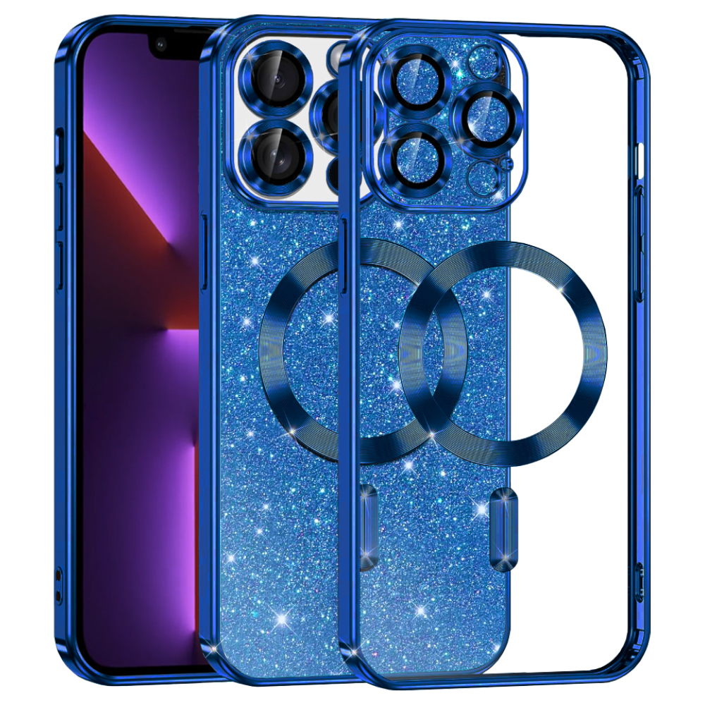 Techsuit Luxusní Třpytivý MagSafe iPhone 13 Pro Tmavě modrý