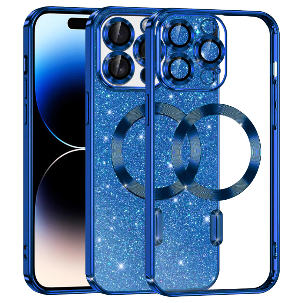 Techsuit Luxusní Třpytky MagSafe iPhone 14 Pro Tmavě modrá