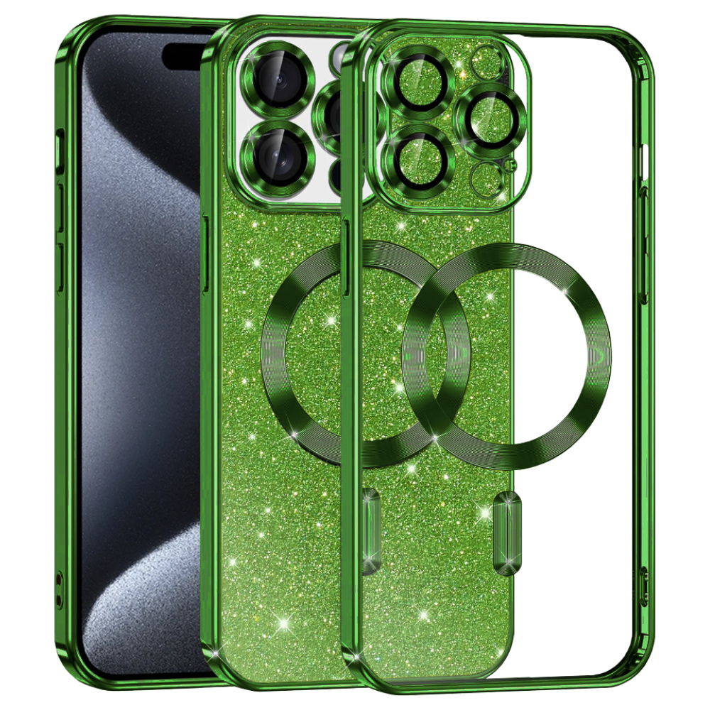 Techsuit Luxusní Třpytivý MagSafe iPhone 15 Pro Deep Green