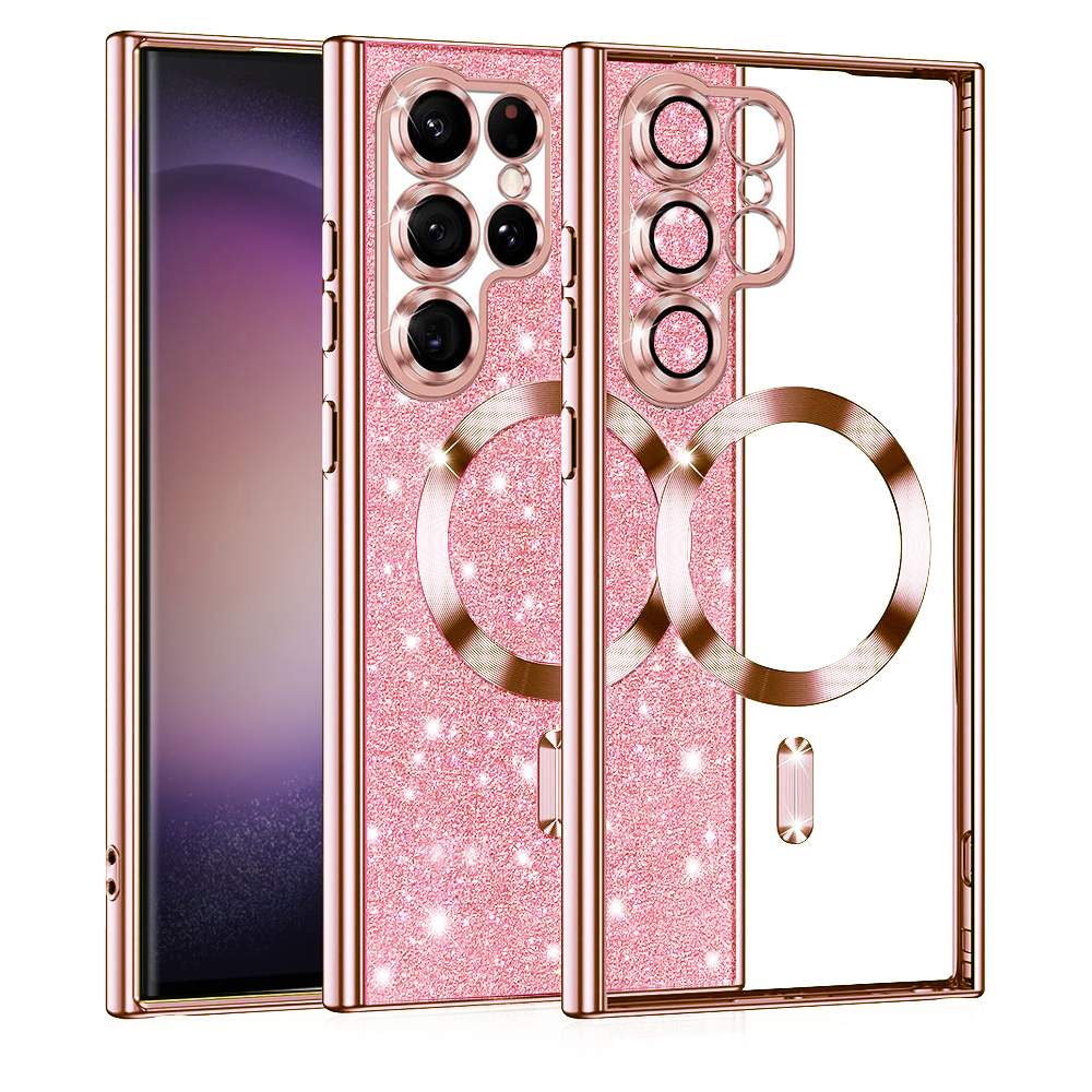 Techsuit Luxusní Třpytivý Samsung Galaxy S22 Ultra Růžové zlato