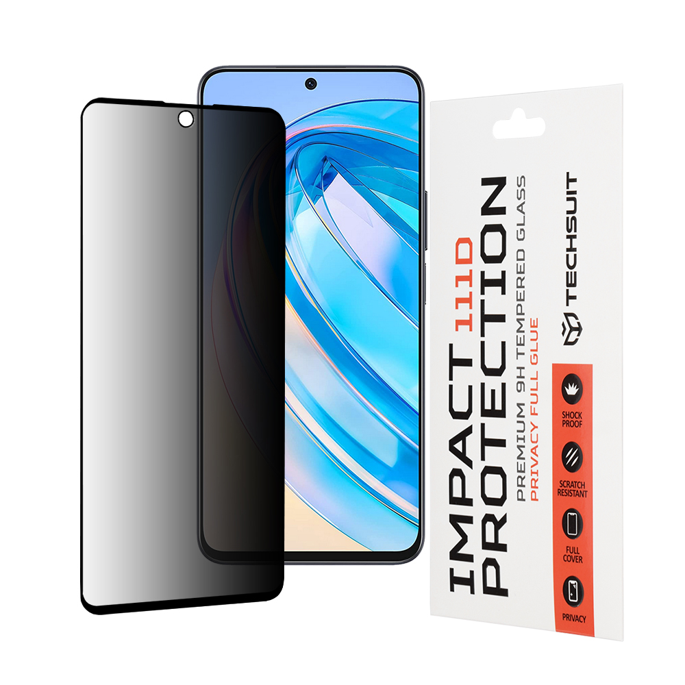 Techsuit 111D Privacy Full Glue Honor X8a X8 4G černá