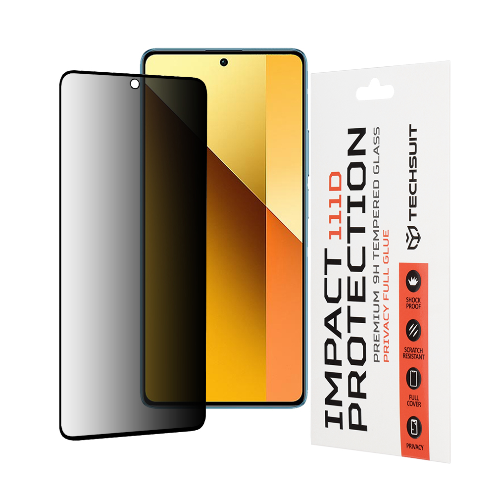 Techsuit 111D Privátní celoplošné sklo Xiaomi Redmi Note 13 5G Černá