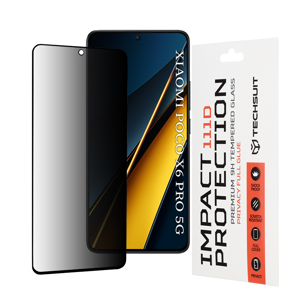 Techsuit 111D Sklo soukromí celoplošné Xiaomi Poco X6 Pro Černá