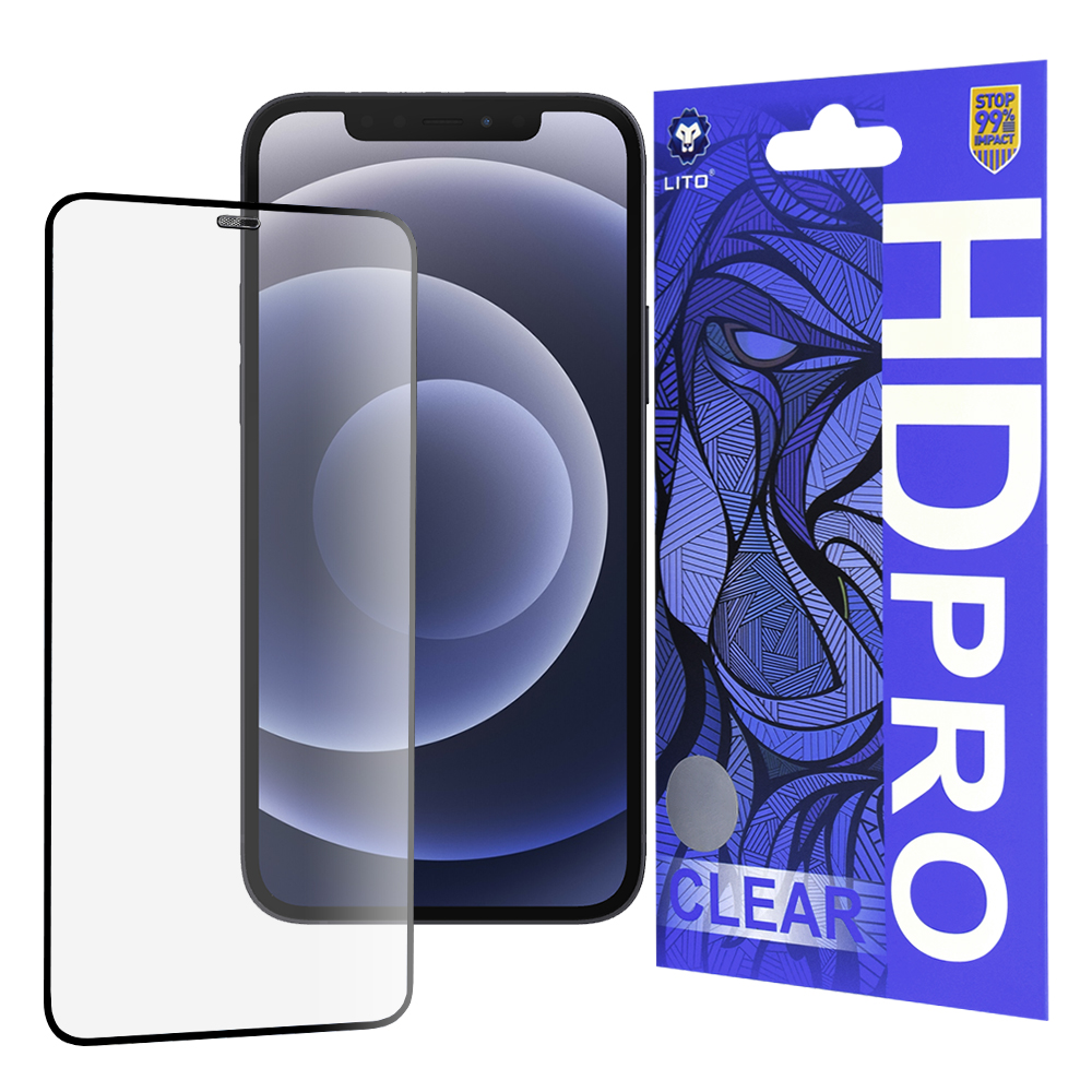 Lito HD Pro Clear ochranné sklo pro iPhone 12 a 12 Pro Black