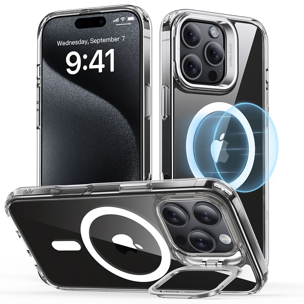 ESR Klasické Hybridní HaloLock Stojánek iPhone 16 Pro Průhledné