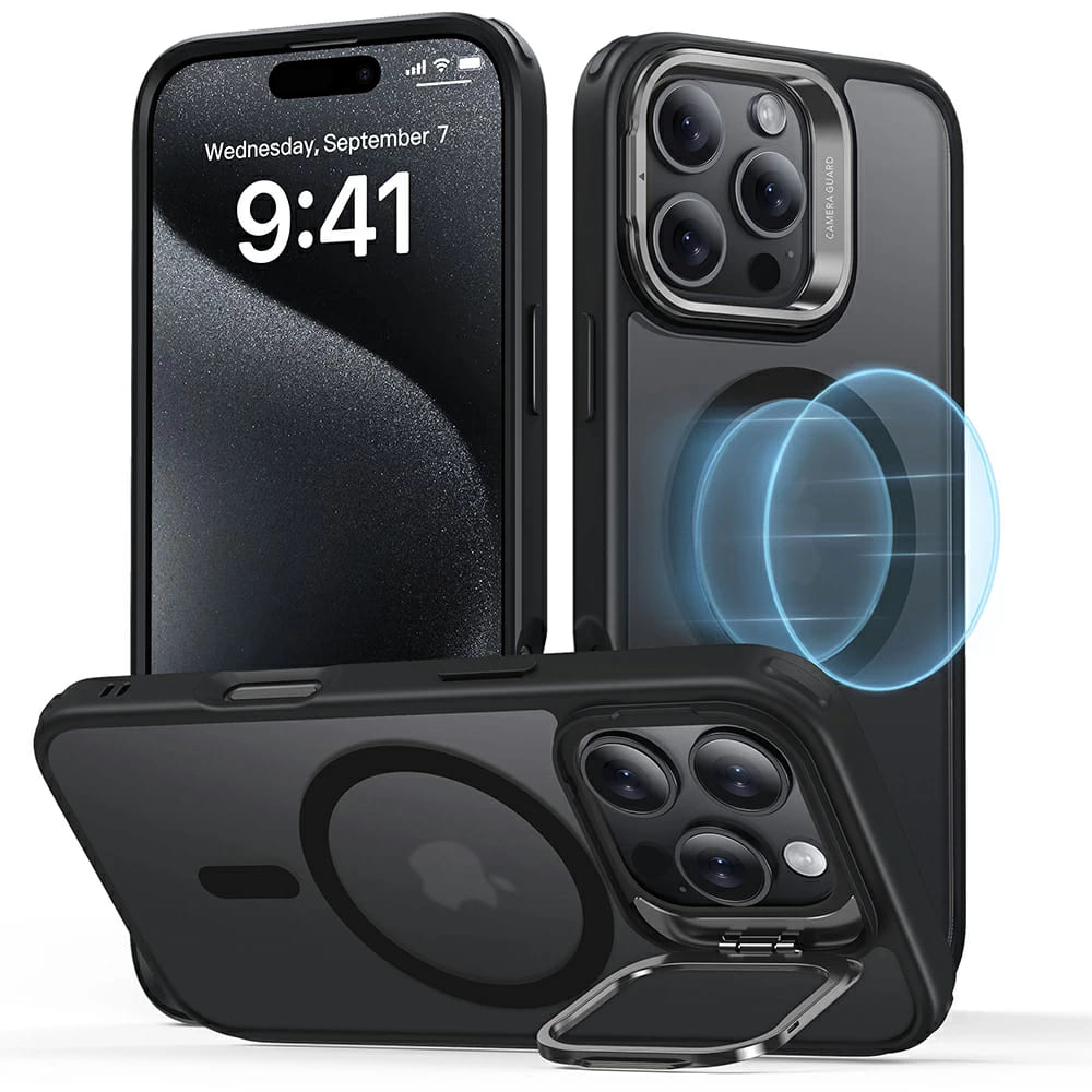 ESR Klasický Hybridní HaloLock Stojánek iPhone 16 Pro Matná Černá
