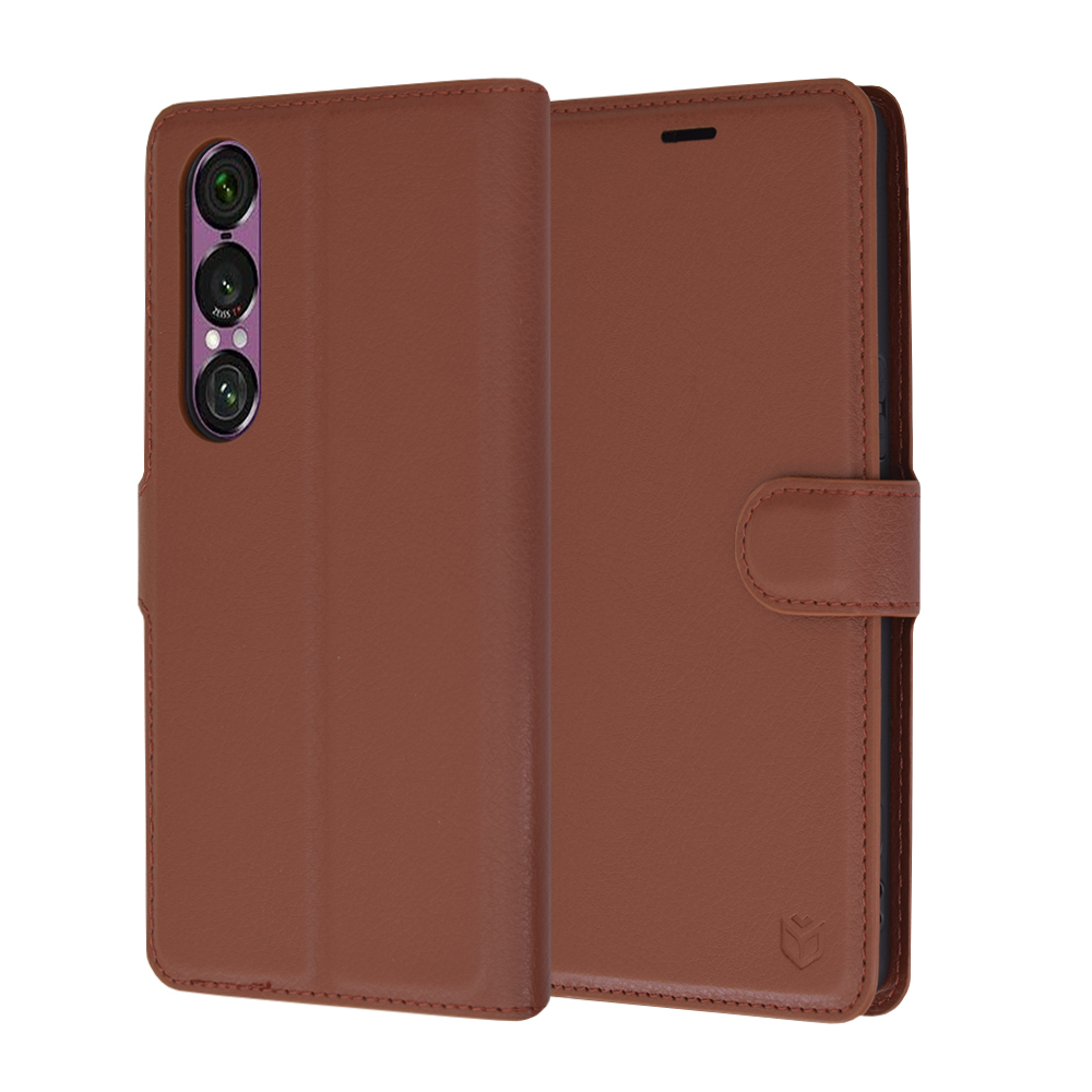Techsuit Kožené pouzdro Sony Xperia 1 VI Hnědý