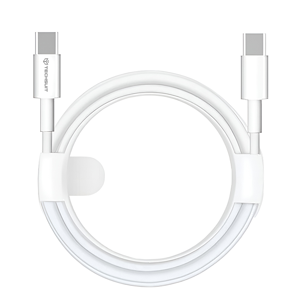 Techsuit Datový kabel PCB130 Type-C na Type-C 60W 1m Bílý
