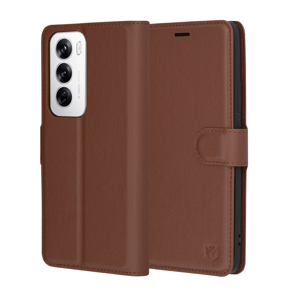 Techsuit Kožené pouzdro Oppo Reno12 Hnědé