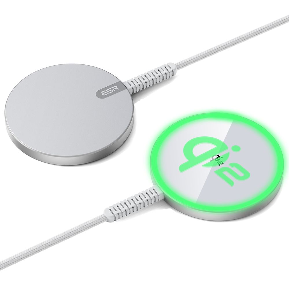 ESR Mini magnetická bezdrátová nabíječka HaloLock Qi2 MagSafe 15W stříbrná