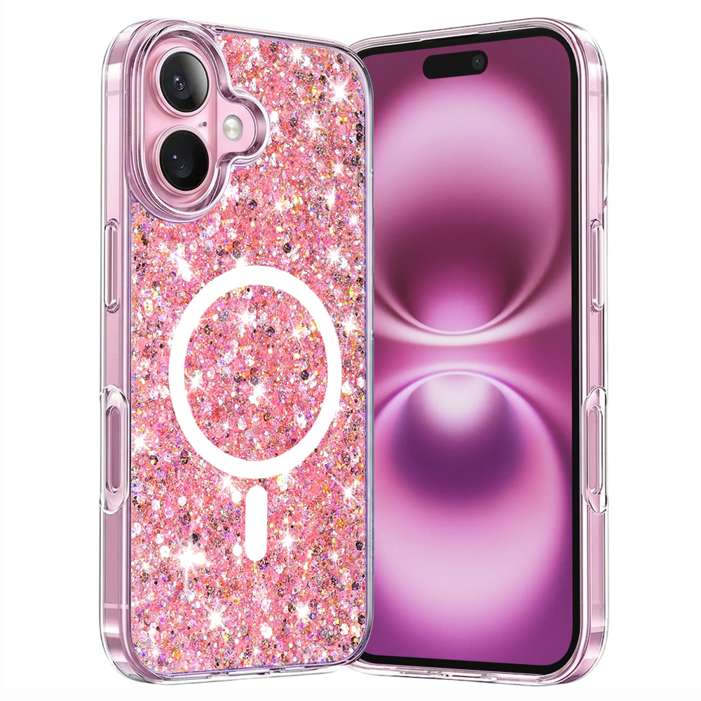 Techsuit Sparkly Glitter MagSafe iPhone 16 Plus Růžová