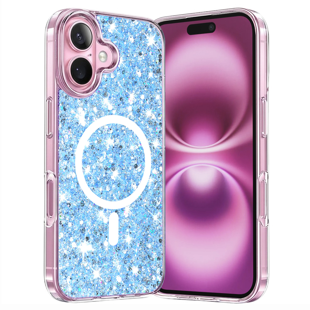 Techsuit Sparkly Glitter MagSafe kryt iPhone 16 Plus Blue