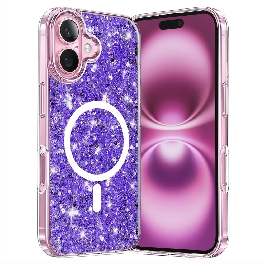 Techsuit Kryt Sparkly Glitter MagSafe iPhone 16 Plus Purple