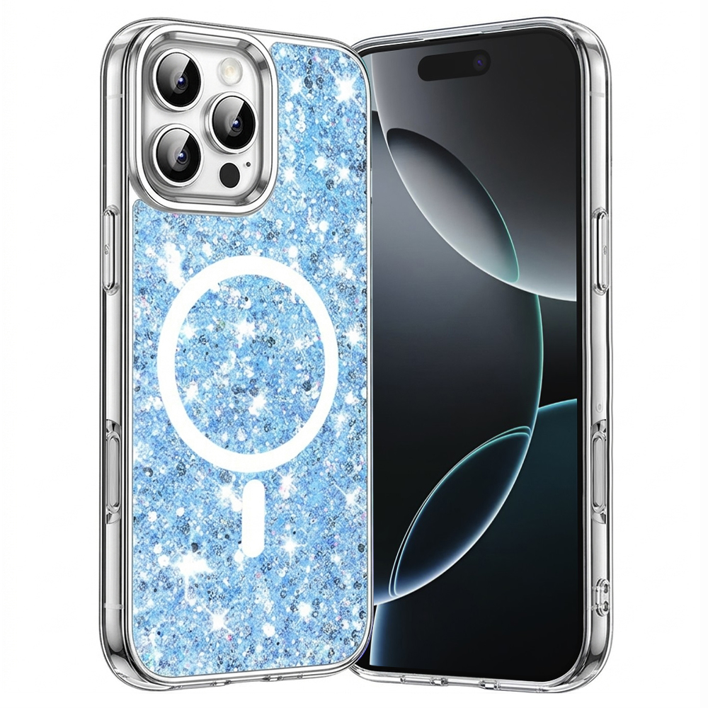 Techsuit Sparkly Glitter MagSafe pro iPhone 16 Pro Blue
