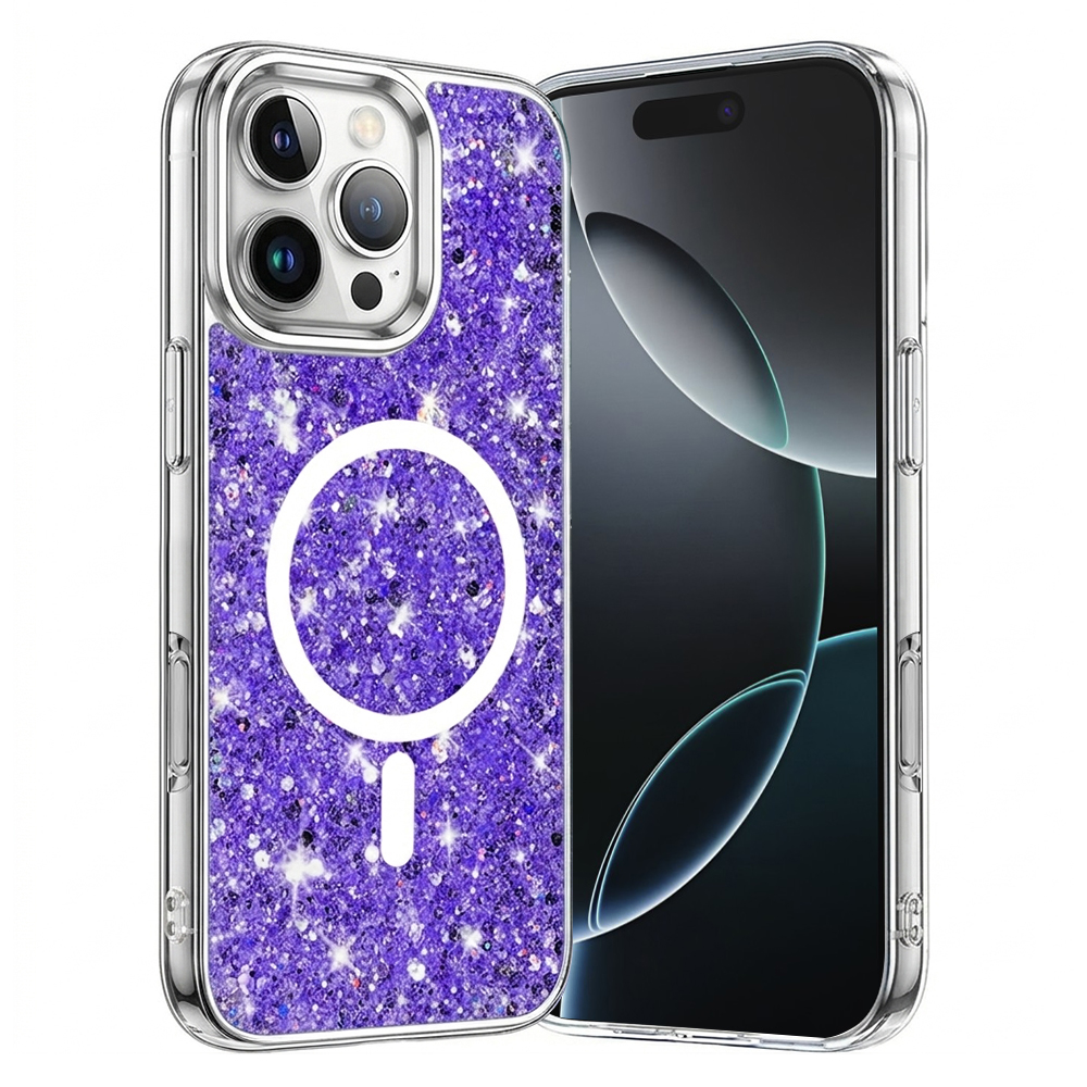 Techsuit Sparkly Glitter MagSafe iPhone 16 Pro fialová