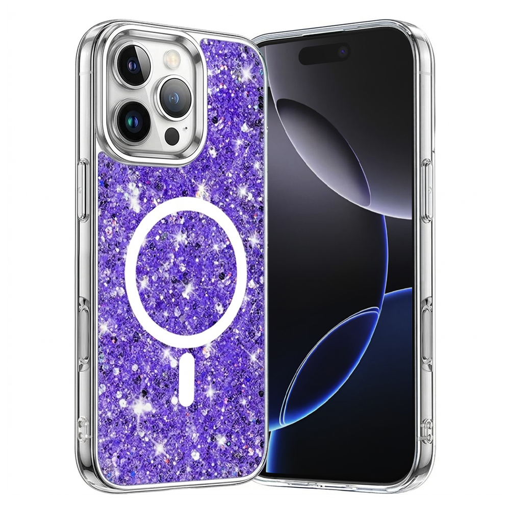 Techsuit Třpytivý MagSafe iPhone 16 Pro Max Fialový